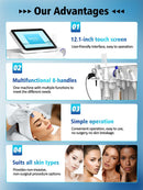 Professional Non-Invasive 12.1 Touch Screen Luxspa Master 8-Handle Facial Device for RF Dermabrasion Acne Wrinkles Dark Circle Removal Machine SPAM68