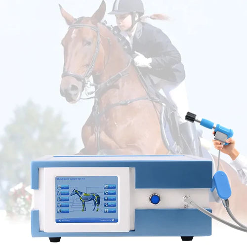 How does the shockwave therapy machine do treatment on horses?