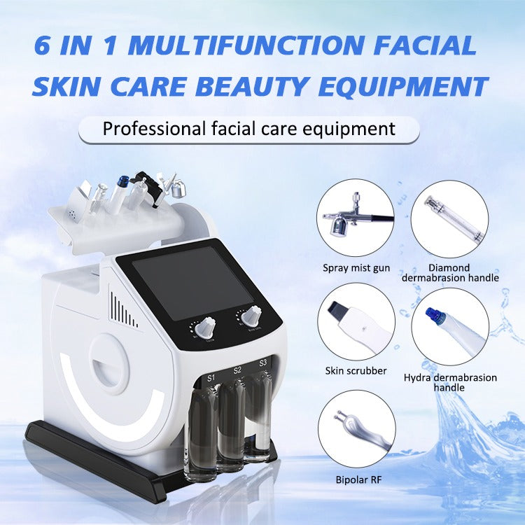 6 in 1 multifunctional facial skin care and beauty instrument Rf Oxygen Hydra Dermabrasion Hydro Diamond Pdt Led Light Mask Machine SPA626