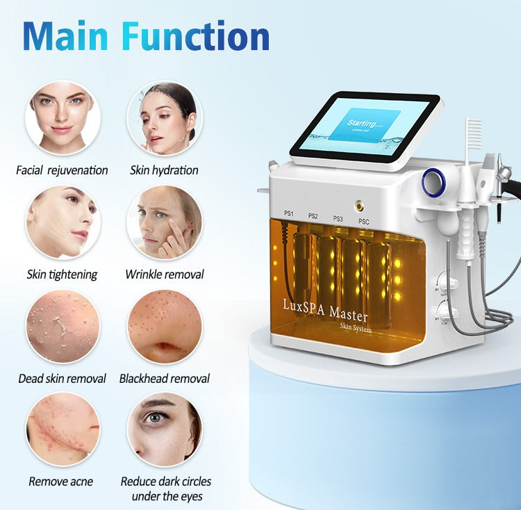Professional Non-Invasive 12.1 Touch Screen Luxspa Master 8-Handle Facial Device for RF Dermabrasion Acne Wrinkles Dark Circle Removal Machine SPAM68