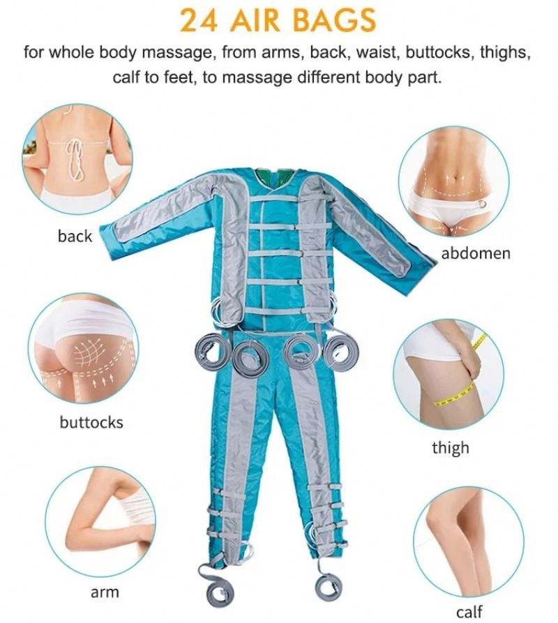 24 airbags full bodyPresoterapia Profesional Pressure Pressoterapia Therapy Pressotherapy Massage Drainage Lymphatic Slimming Machine BR616