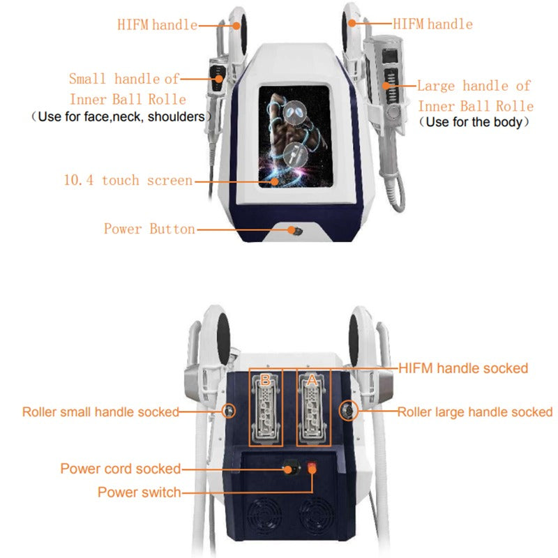 EMS RF Body Sculpt Pads & Inner Ball Roller Muscle Stimulating Cellulite Massagger Cavitation RF Body Massage Machine
