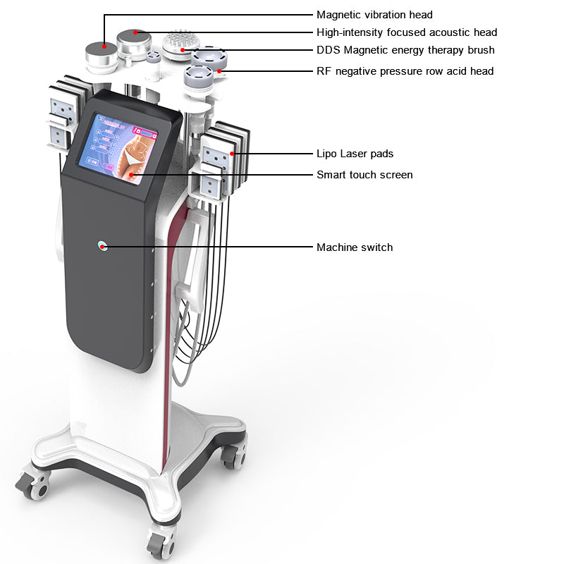 6 in 1 80K Cavitation Vacuum RF Lipolaser Body Slimming Machine