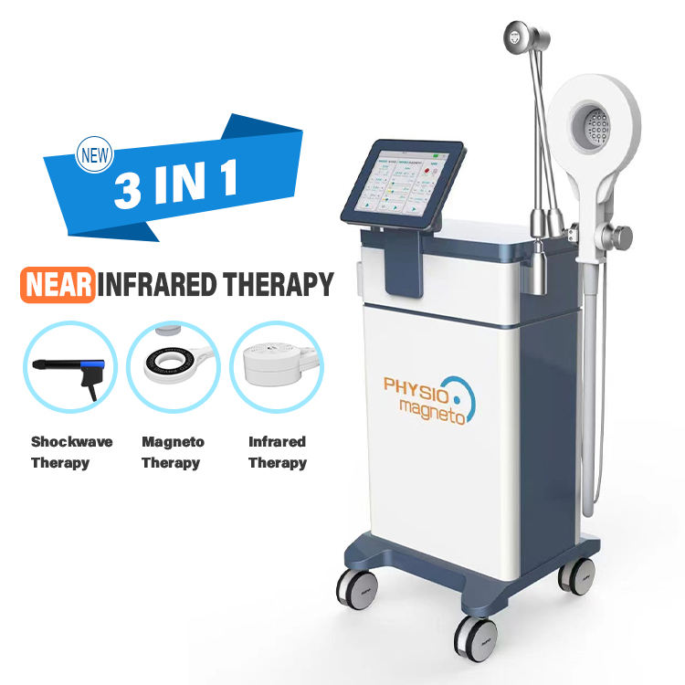 3 in 1 Physio magnetotherapy Pulsed Super Transduction PMST WAVE Infrared ED Extracorporeal Shockwave Pain Relief EMTT Machine