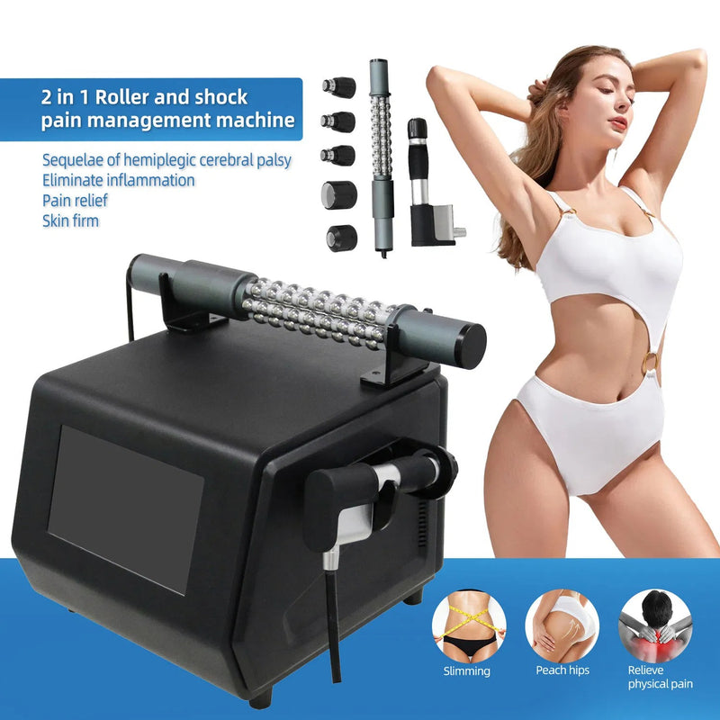 NEWBELLE Portable 2 in 1  Shockwave Heat Roller Ball Lymphatic Drainage Massager Shock Wave Physical Rehabilitation Therapy Machine HQL001
