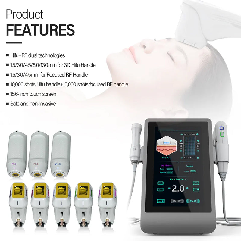 New 2 in 1 RF+9D Face Beauty Machine Hifu 4D Machine for Face and Body Hifu(high intensity focused ultrasound)