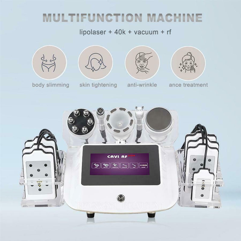 6IN1 RF Ultrasonic Cavitation 40K Vacuum Laser Body Slimming Machine Facial Lift