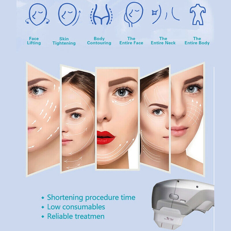 7D HIFU Ultrasound Machine Wrinkle Removal Face Body Tightening W/ 7 Cartridges