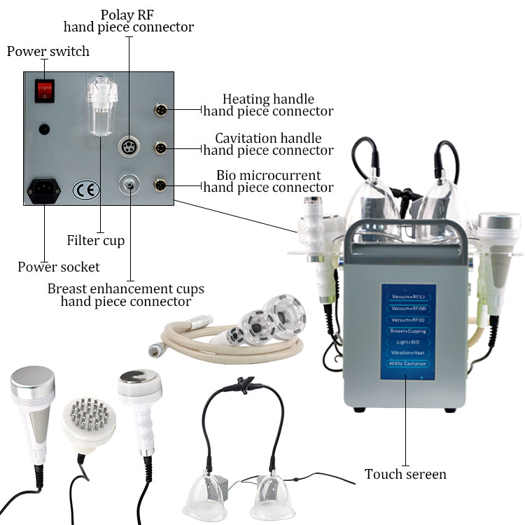 6 in 1 multifunctional 40khz cavitation RF equipment weight loss butt vacuum machine butt cupping machine breast lifting machine