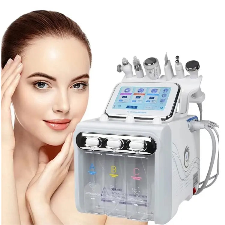 6 in 1 Professional Water Facial Rejuvenation CO2 Oxygen RF Ultrasonic Beauty Microdermabrasion Peeling Machine