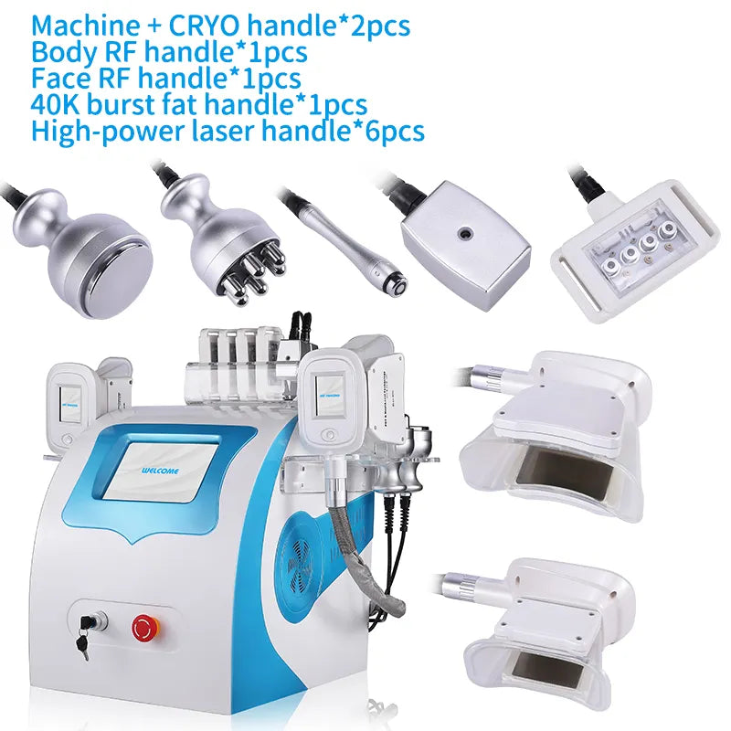 Summer Promotion kryolipolyse 6 in 1 Cryo cool max freeze cryoskin lipolysis Frozen Fat Laser Radiofrequency Cavitation vacuum